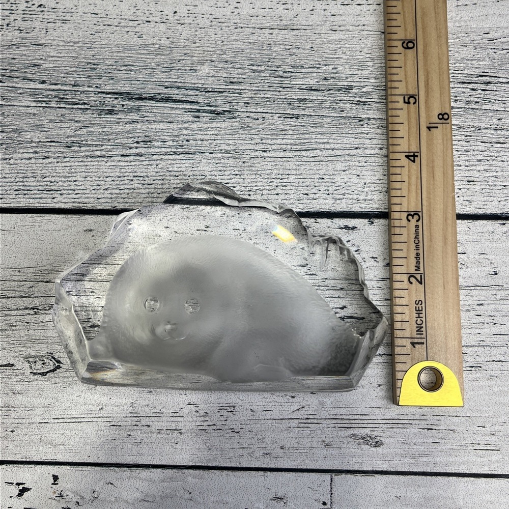 Mats Jonasson Crystal Art Glass Baby Seal Sculpture Signed And Numbered J150 - Picture 8 of 8